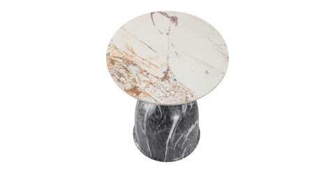 Oslo Side Table Round Sintered Stone with Stainless Steel Base Grey