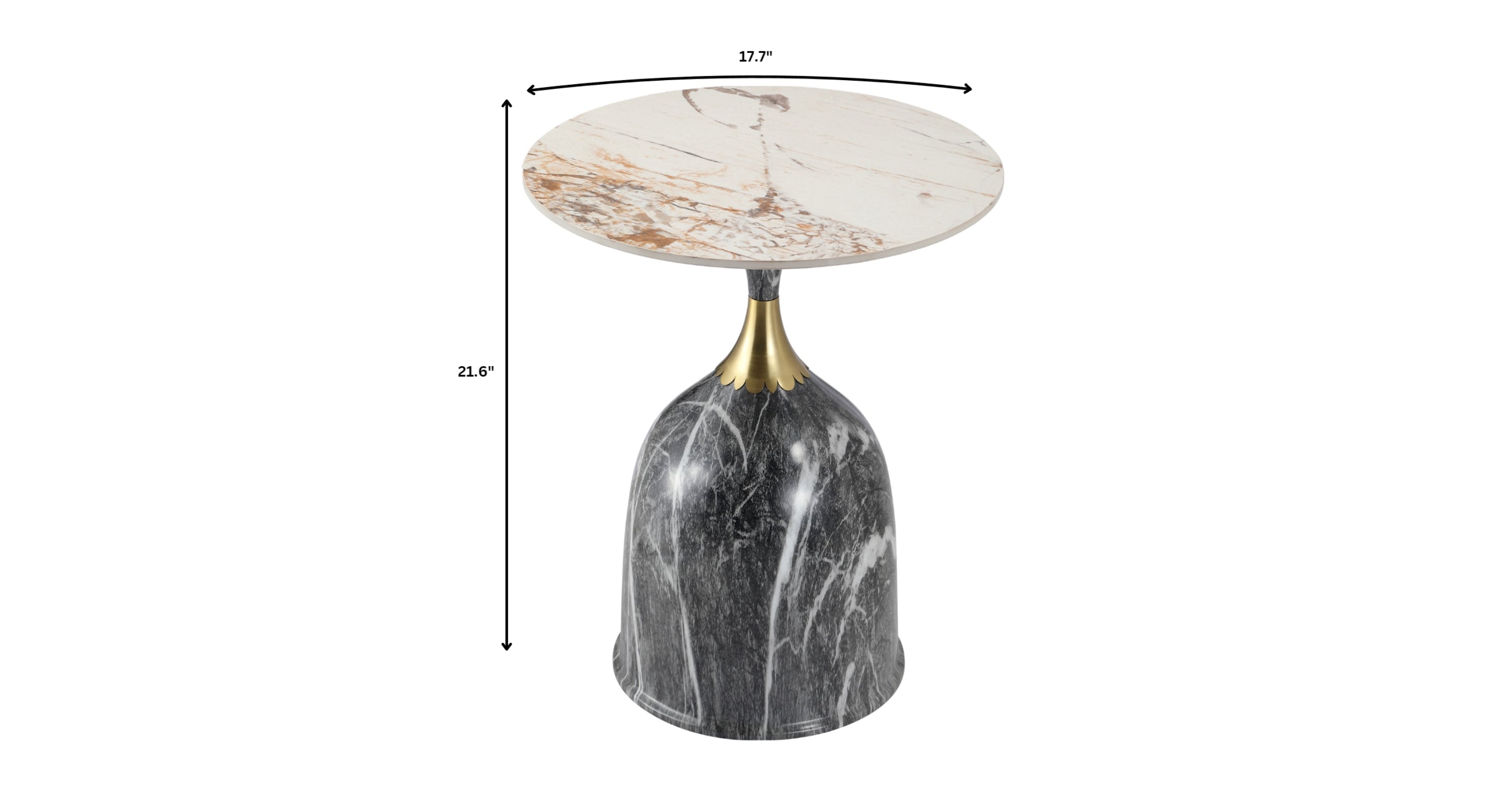 Oslo Side Table Round Sintered Stone with Stainless Steel Base Grey