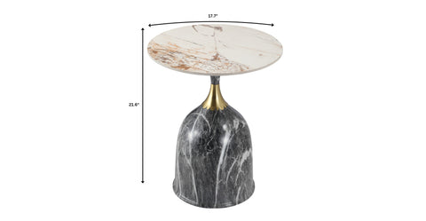 Oslo Side Table Round Sintered Stone with Stainless Steel Base Grey