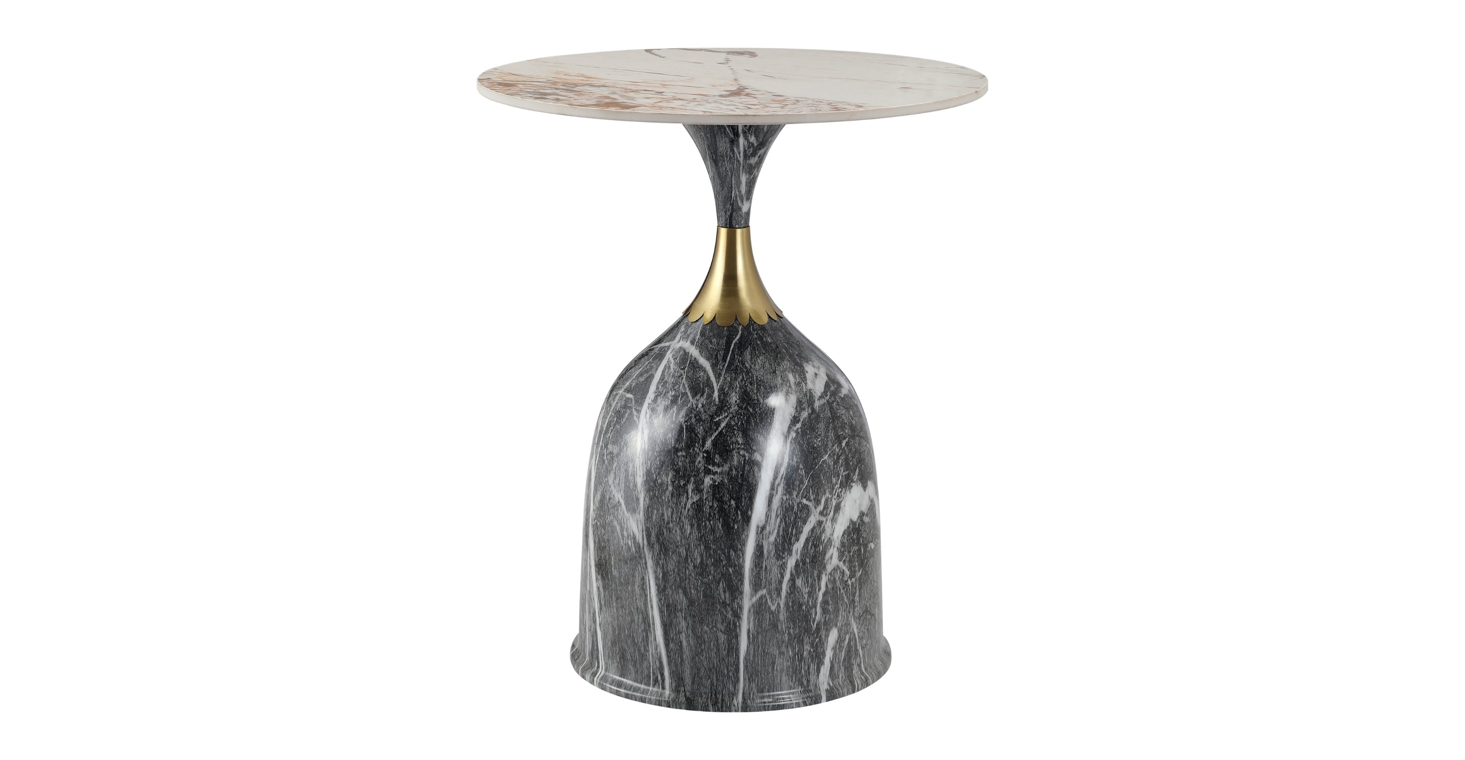 Oslo Side Table Round Sintered Stone with Stainless Steel Base Grey