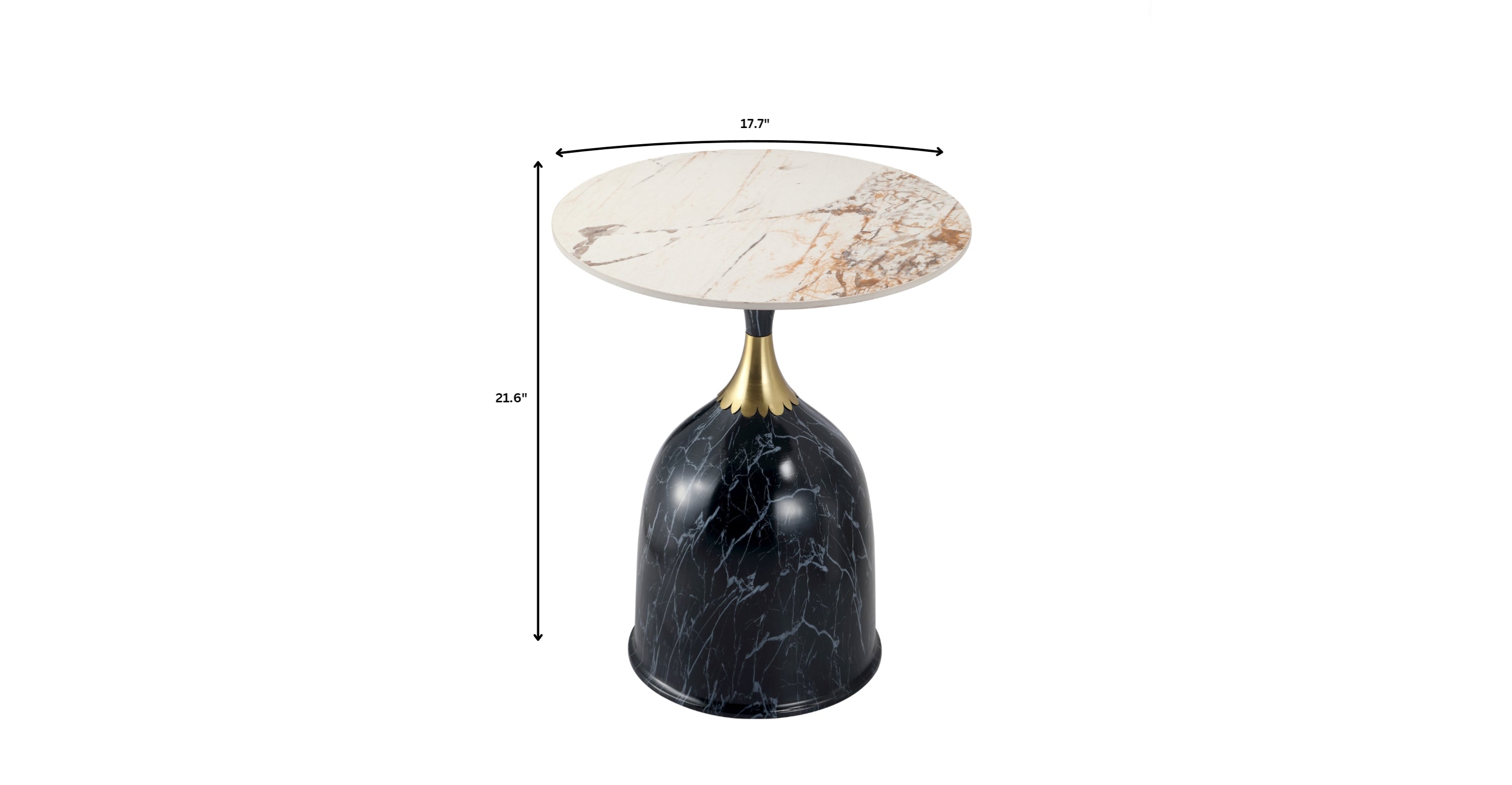 Oslo Side Table Round Sintered Stone with Stainless Steel Base Stone Black