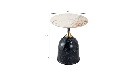 Oslo Side Table Round Sintered Stone with Stainless Steel Base Stone Black