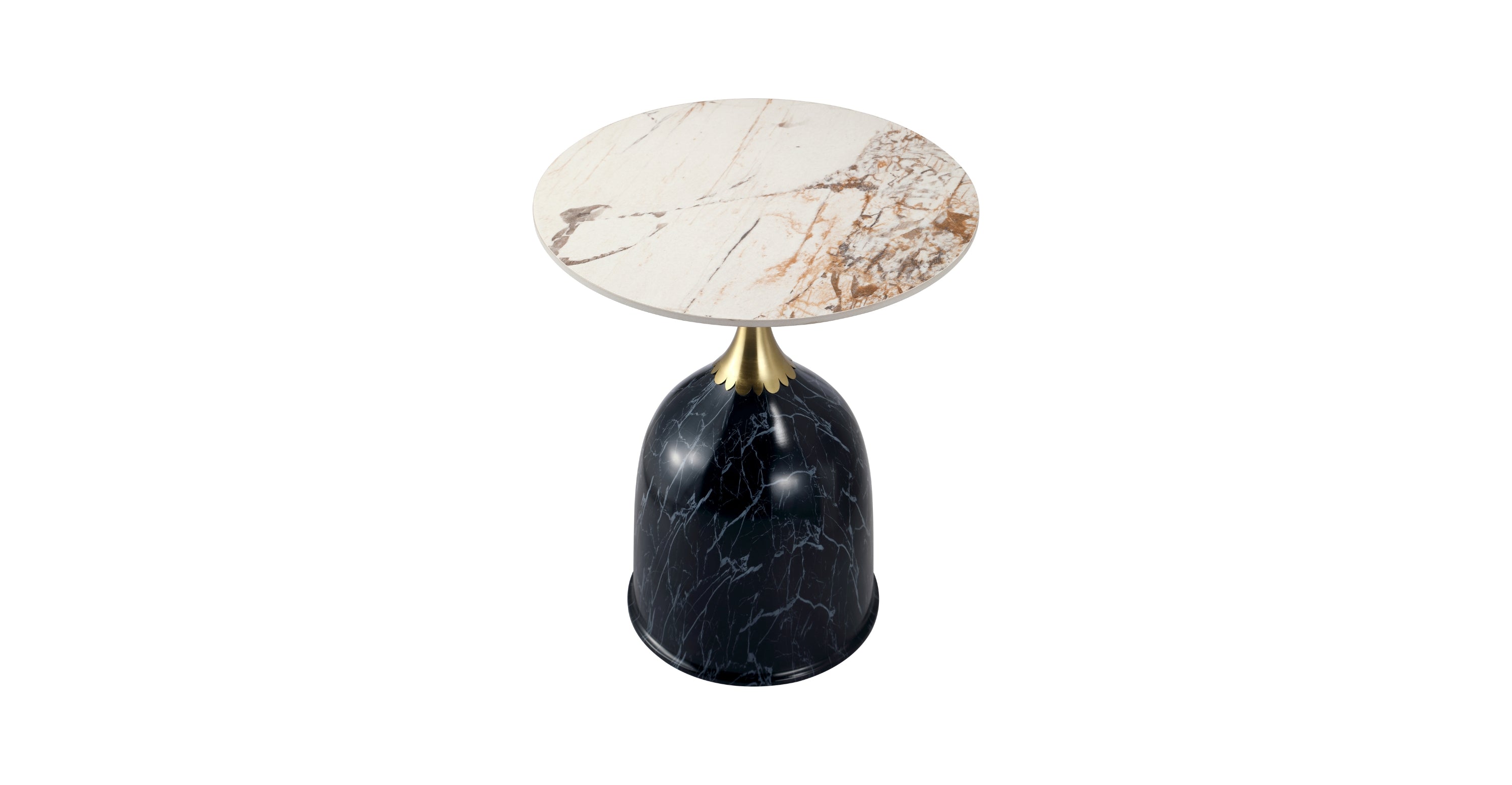 Oslo Side Table Round Sintered Stone with Stainless Steel Base Stone Black