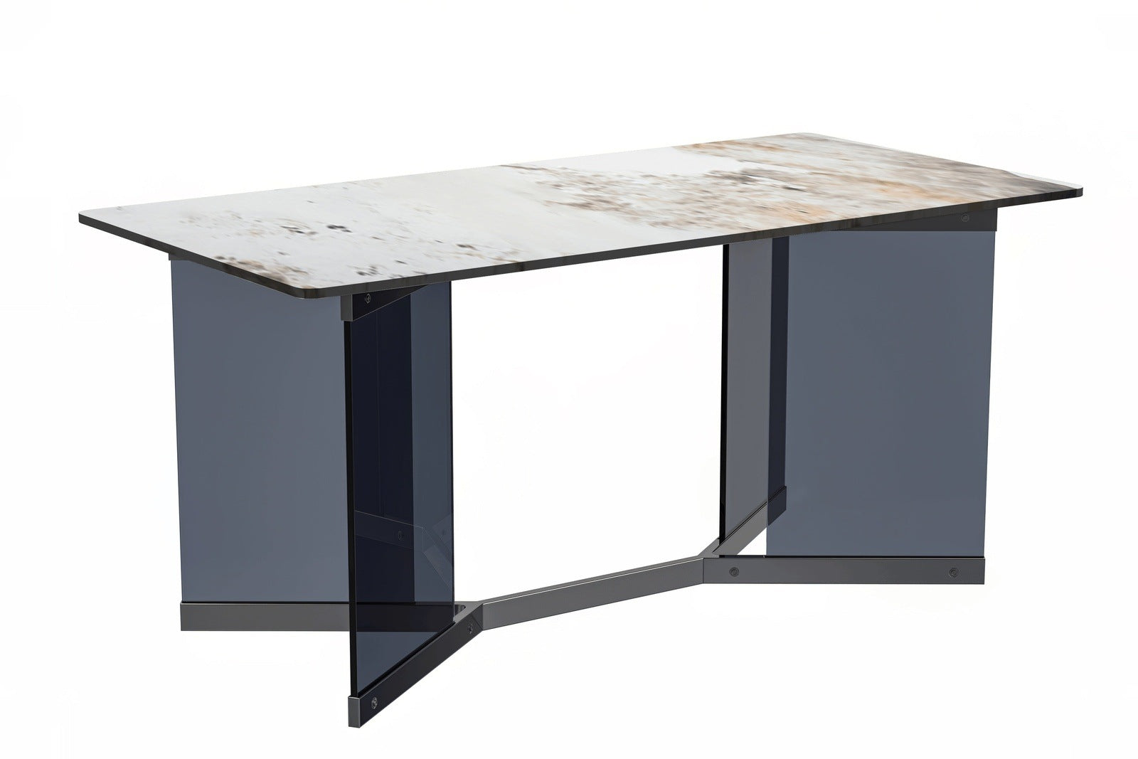 Oryn Modern Rectangular Dining Table with Glass/Sintered Stone Tabletop