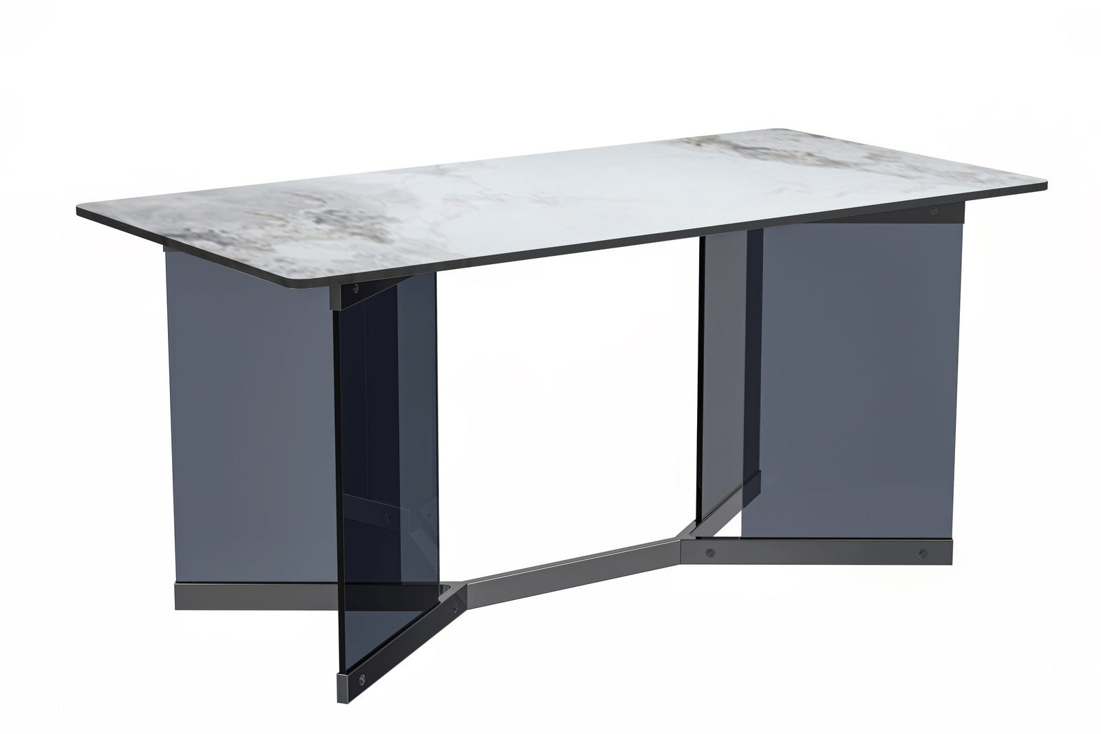 Oryn Modern Rectangular Dining Table with Glass/Sintered Stone Tabletop