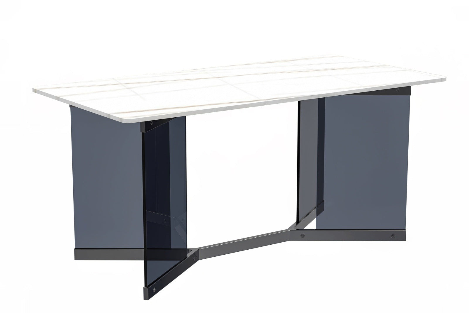 Oryn Modern Rectangular Dining Table with Glass/Sintered Stone Tabletop