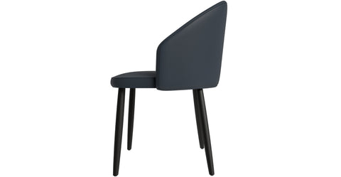 Paradiso Dining Chairs Leather Seat and Curved Back with Oak Wood Legs Black