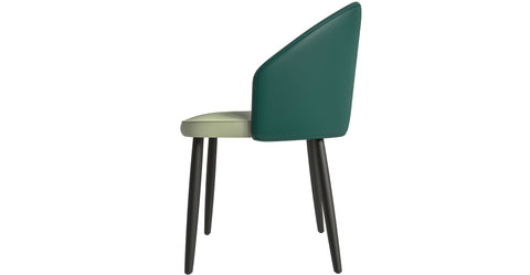 Paradiso Dining Chairs Leather Seat and Curved Back with Oak Wood Legs Green/Light Grey