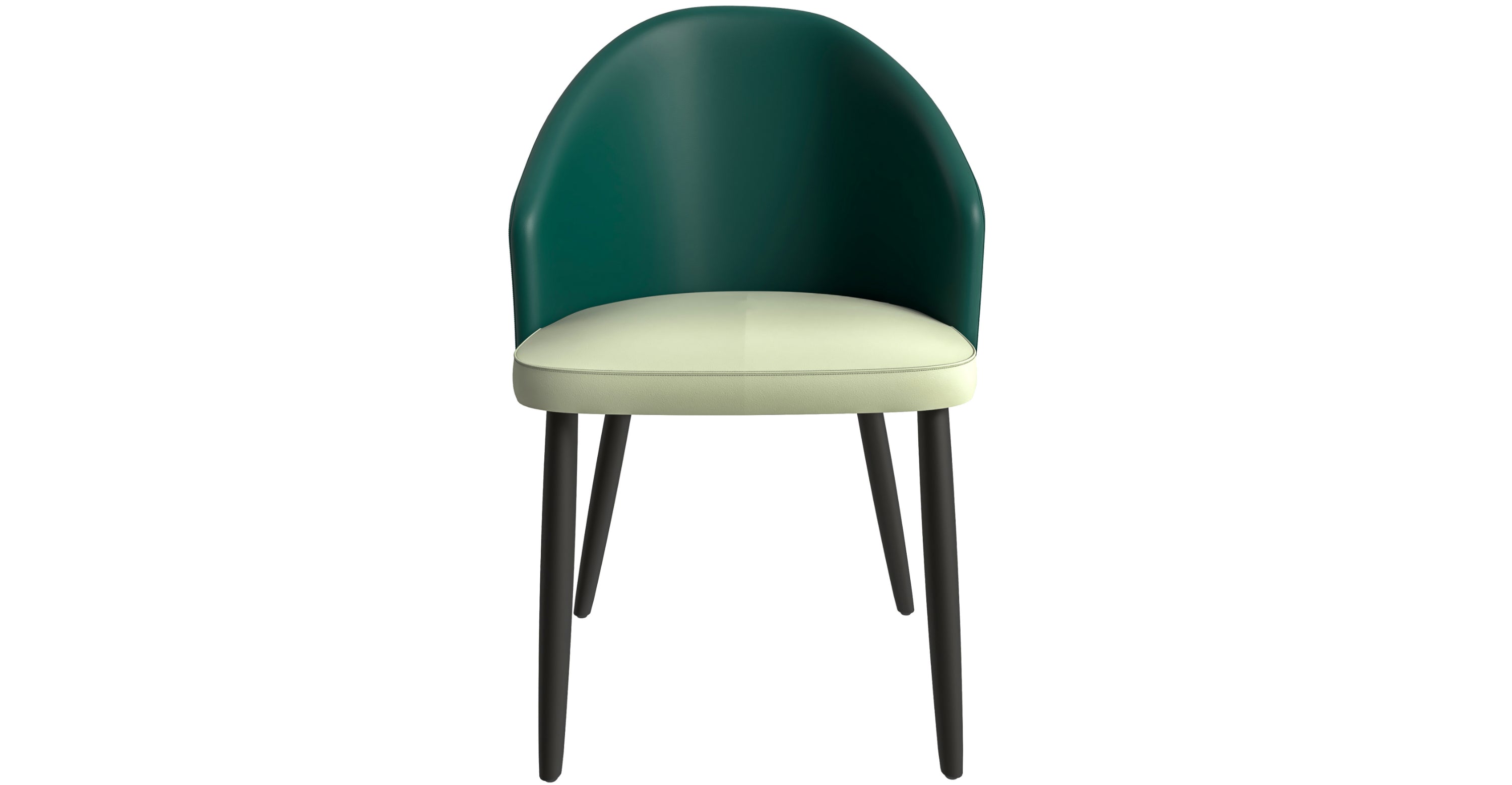 Paradiso Dining Chairs Leather Seat and Curved Back with Oak Wood Legs Green/Light Grey