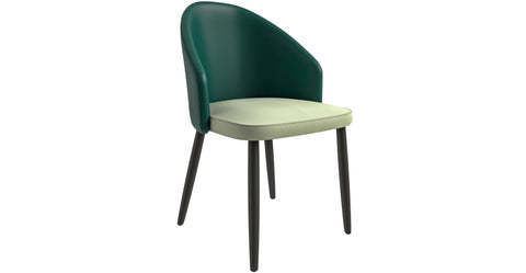 Paradiso Dining Chairs Leather Seat and Curved Back with Oak Wood Legs Green/Light Grey