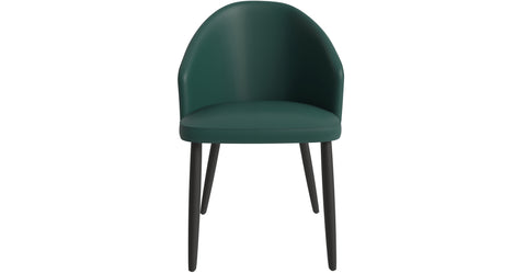 Paradiso Dining Chairs Leather Seat and Curved Back with Oak Wood Legs Green