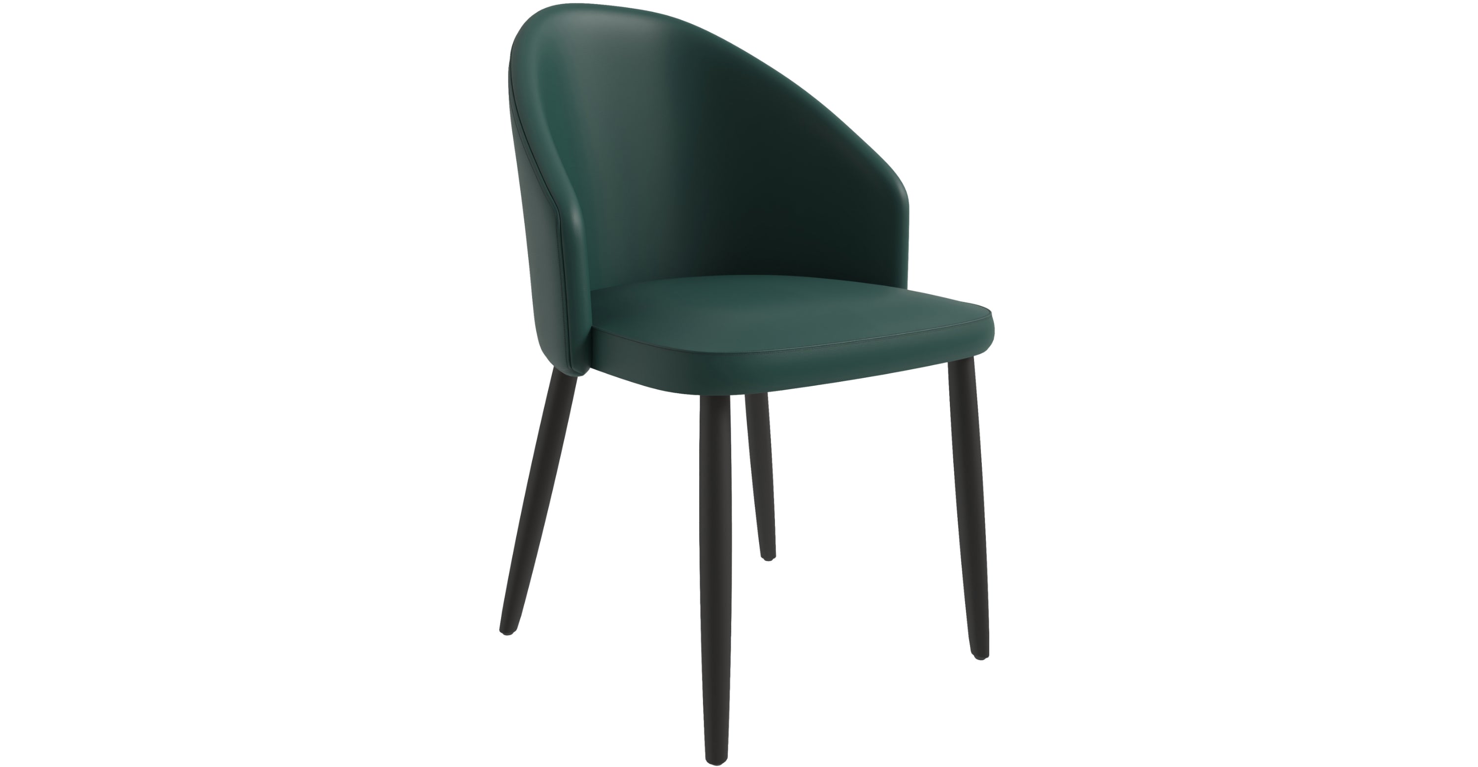 Paradiso Dining Chairs Leather Seat and Curved Back with Oak Wood Legs Green