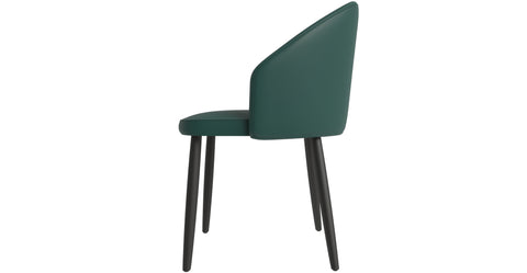 Paradiso Dining Chairs Leather Seat and Curved Back with Oak Wood Legs Green