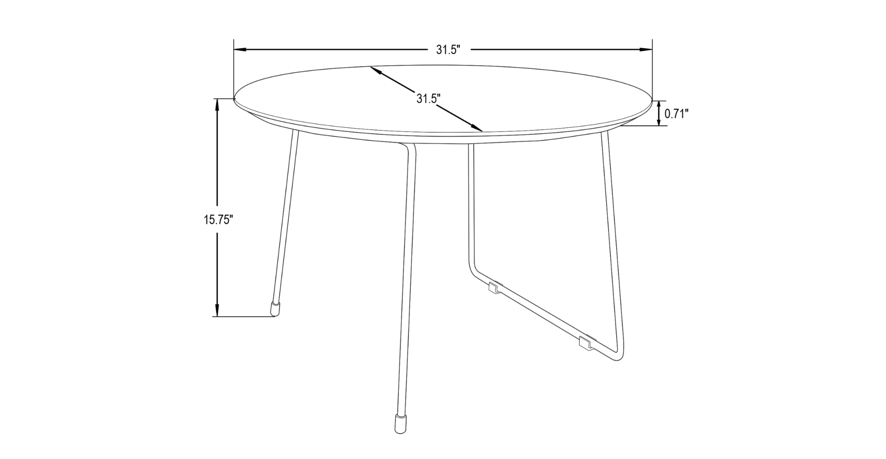 Pemborke Round Coffee Table with Oak Wood Tabletop in Iron Natural Wood