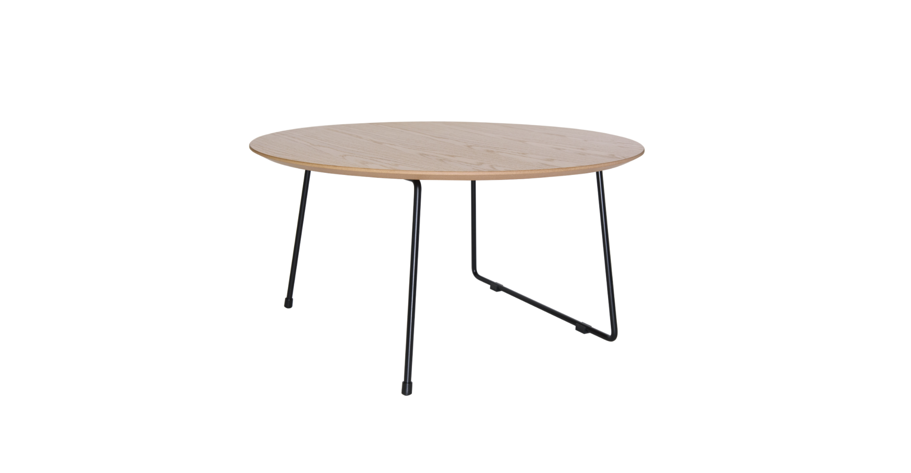 Pemborke Round Coffee Table with Oak Wood Tabletop in Iron Natural Wood