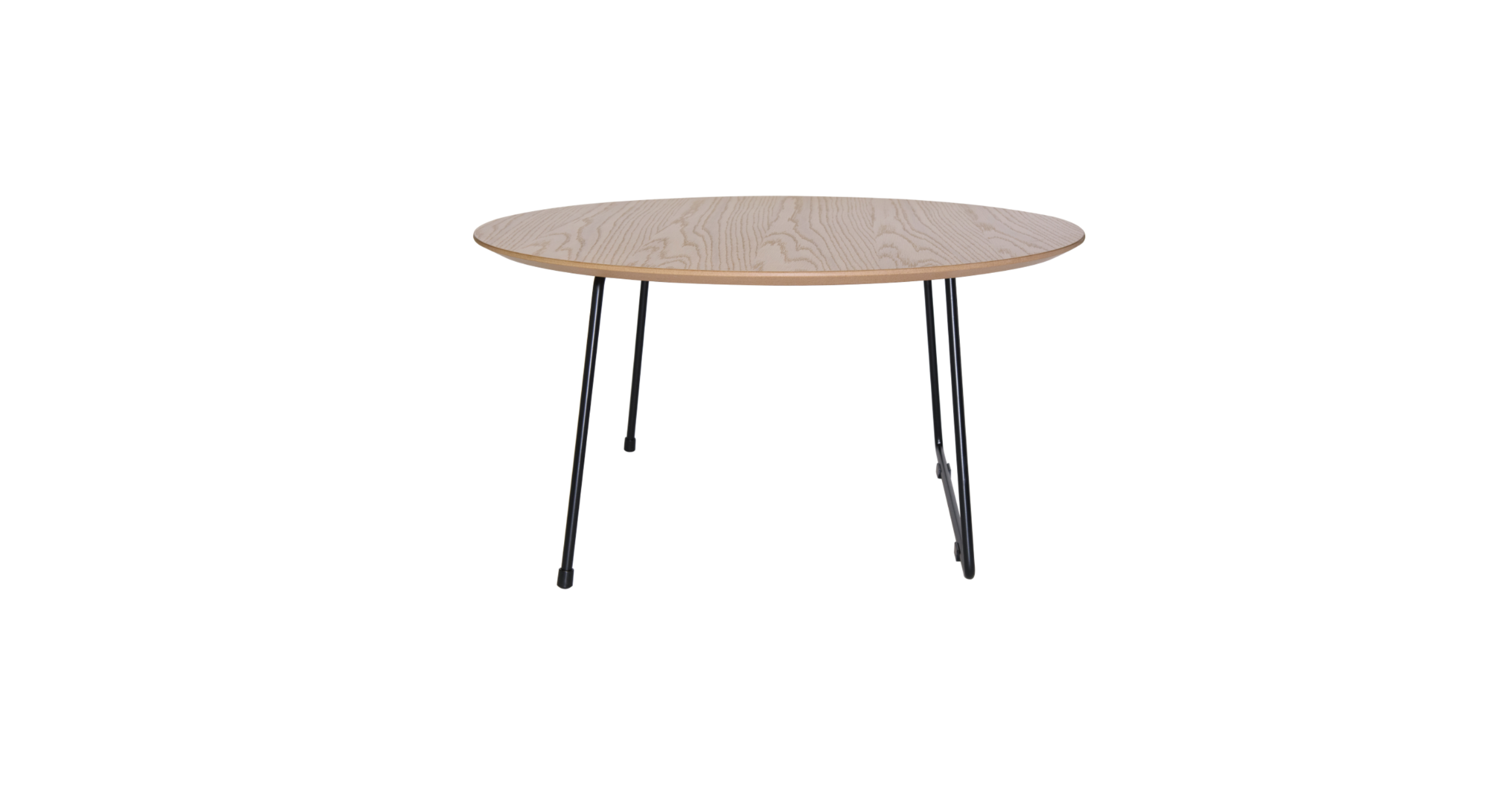 Pemborke Round Coffee Table with Oak Wood Tabletop in Iron Natural Wood