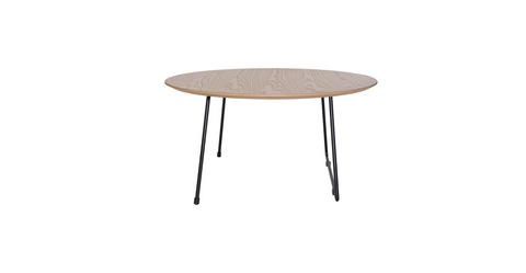 Pemborke Round Coffee Table with Oak Wood Tabletop in Iron Natural Wood