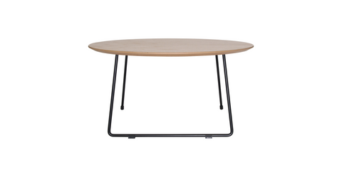 Pemborke Round Coffee Table with Oak Wood Tabletop in Iron Natural Wood