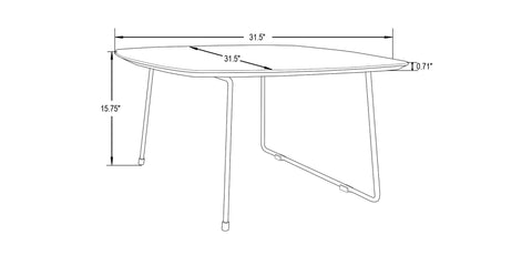 Pemborke Square Coffee Table with Oak Wood Table Top and Iron Frame Natural Wood