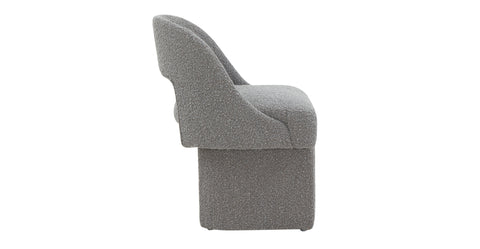 Quell Boucle Accent Chair Curved Open Back Design and Manufactured Wood Frame Grey