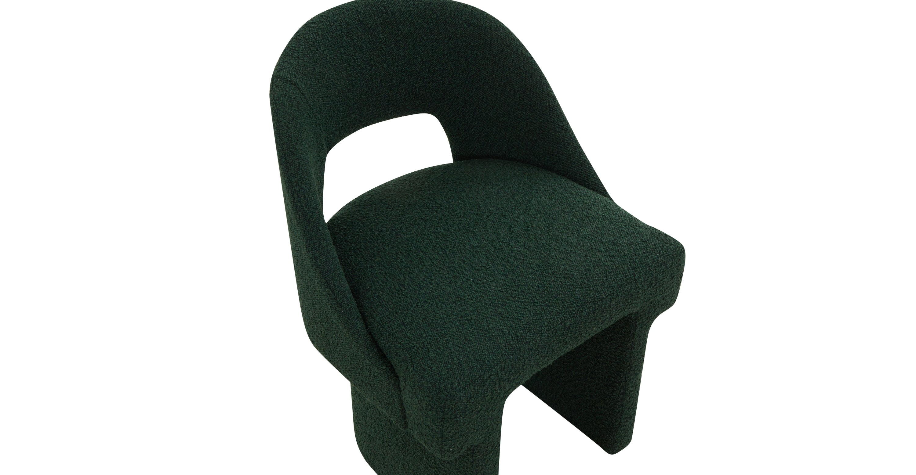 Quell Boucle Accent Chair Curved Open Back Design and Manufactured Wood Frame Green