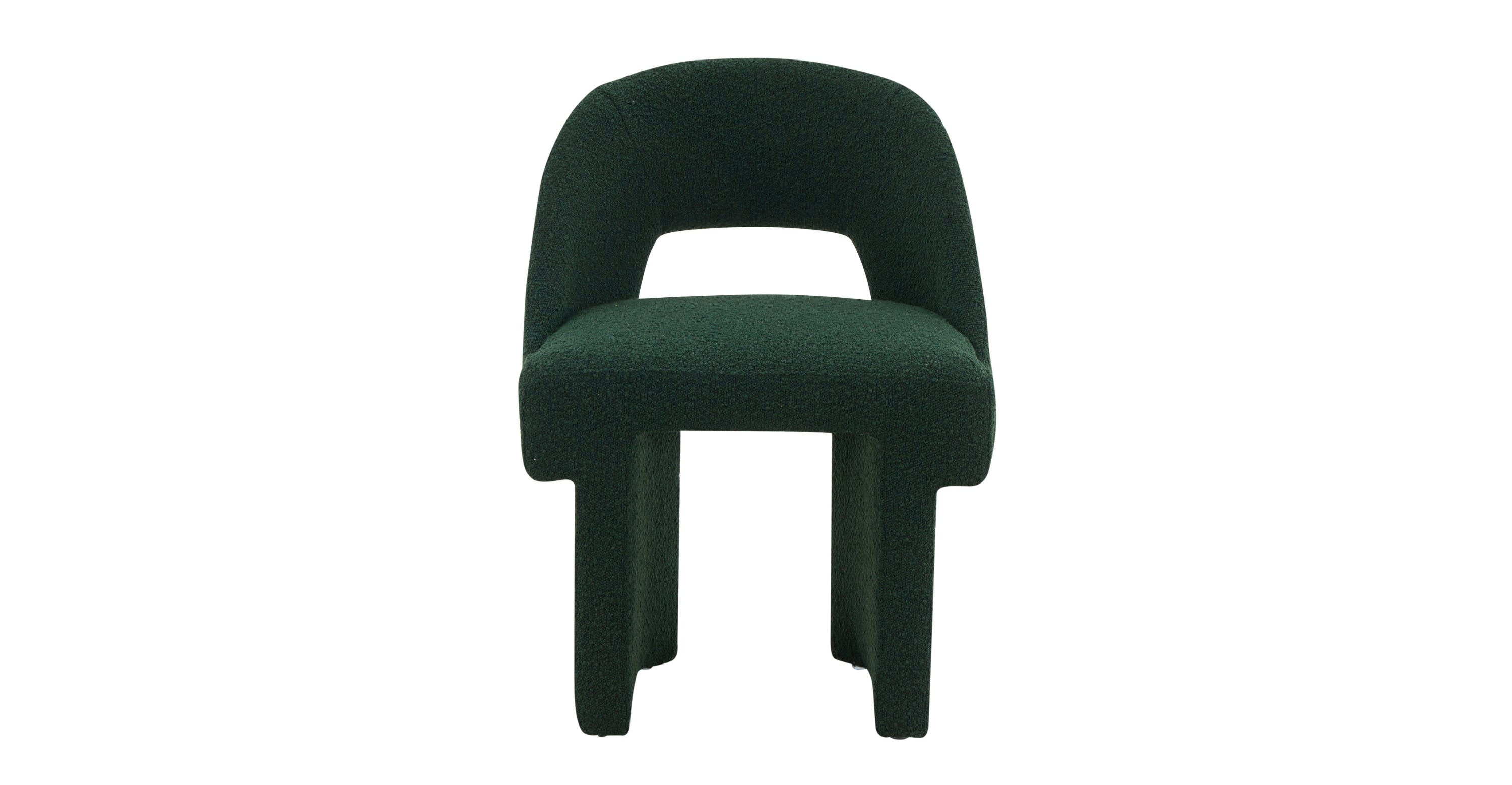 Quell Boucle Accent Chair Curved Open Back Design and Manufactured Wood Frame Green