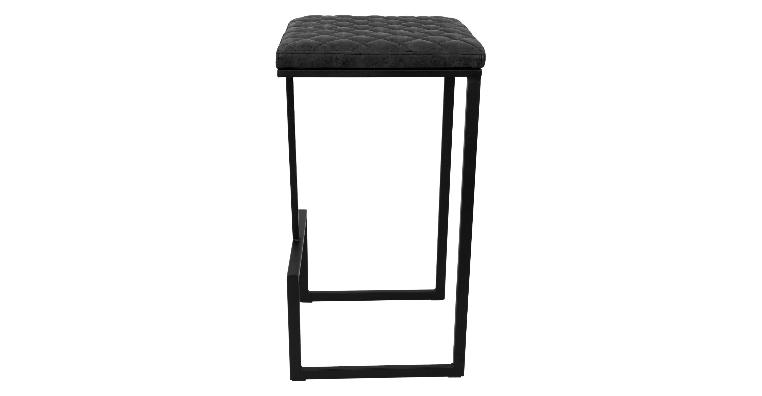 Quincy Quilted Stitched Leather Bar Stools With Metal Frame Charcoal Black