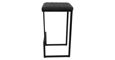 Quincy Quilted Stitched Leather Bar Stools With Metal Frame Charcoal Black