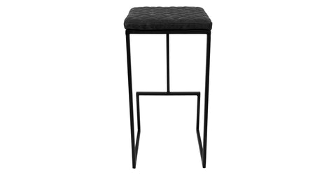 Quincy Quilted Stitched Leather Bar Stools With Metal Frame Charcoal Black