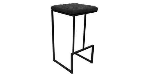 Quincy Quilted Stitched Leather Bar Stools With Metal Frame Charcoal Black