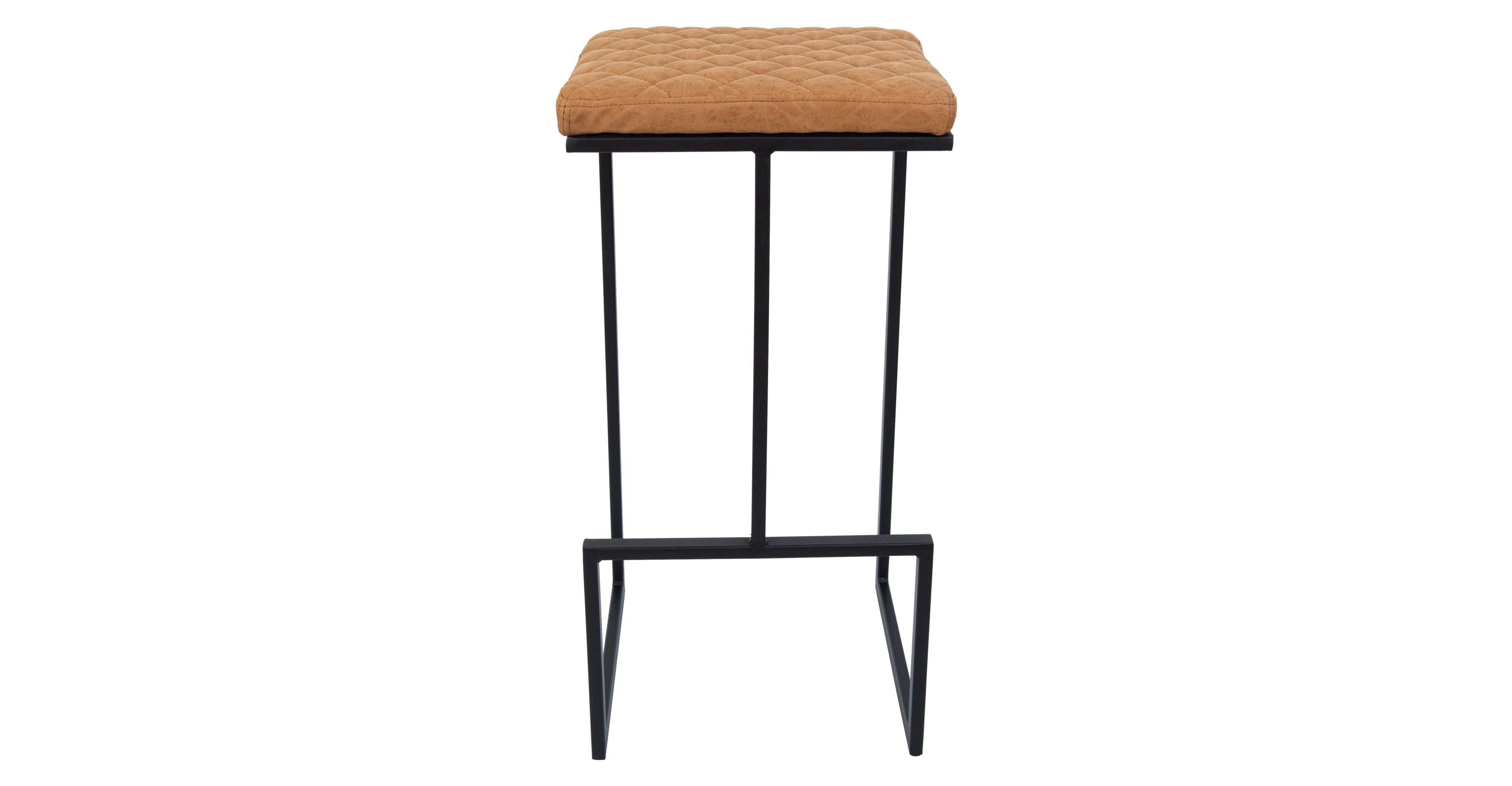 Quincy Quilted Stitched Leather Bar Stools With Metal Frame Light Brown