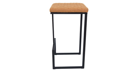 Quincy Quilted Stitched Leather Bar Stools With Metal Frame Light Brown