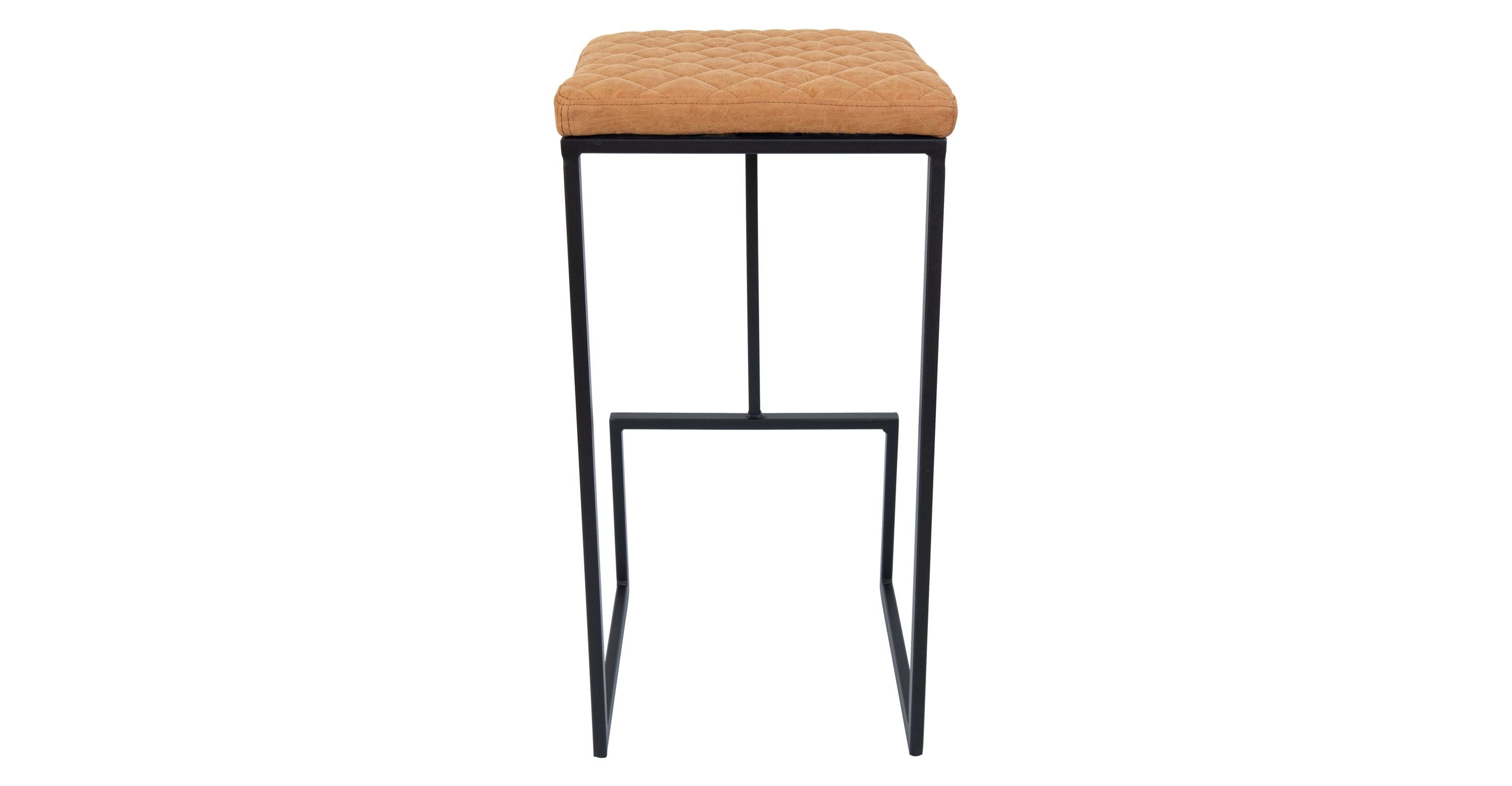 Quincy Quilted Stitched Leather Bar Stools With Metal Frame Light Brown