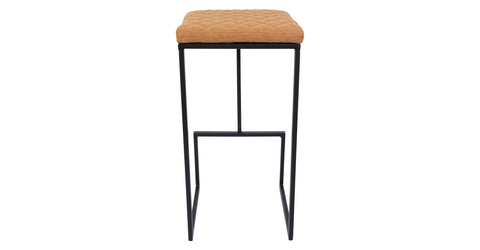 Quincy Quilted Stitched Leather Bar Stools With Metal Frame Light Brown