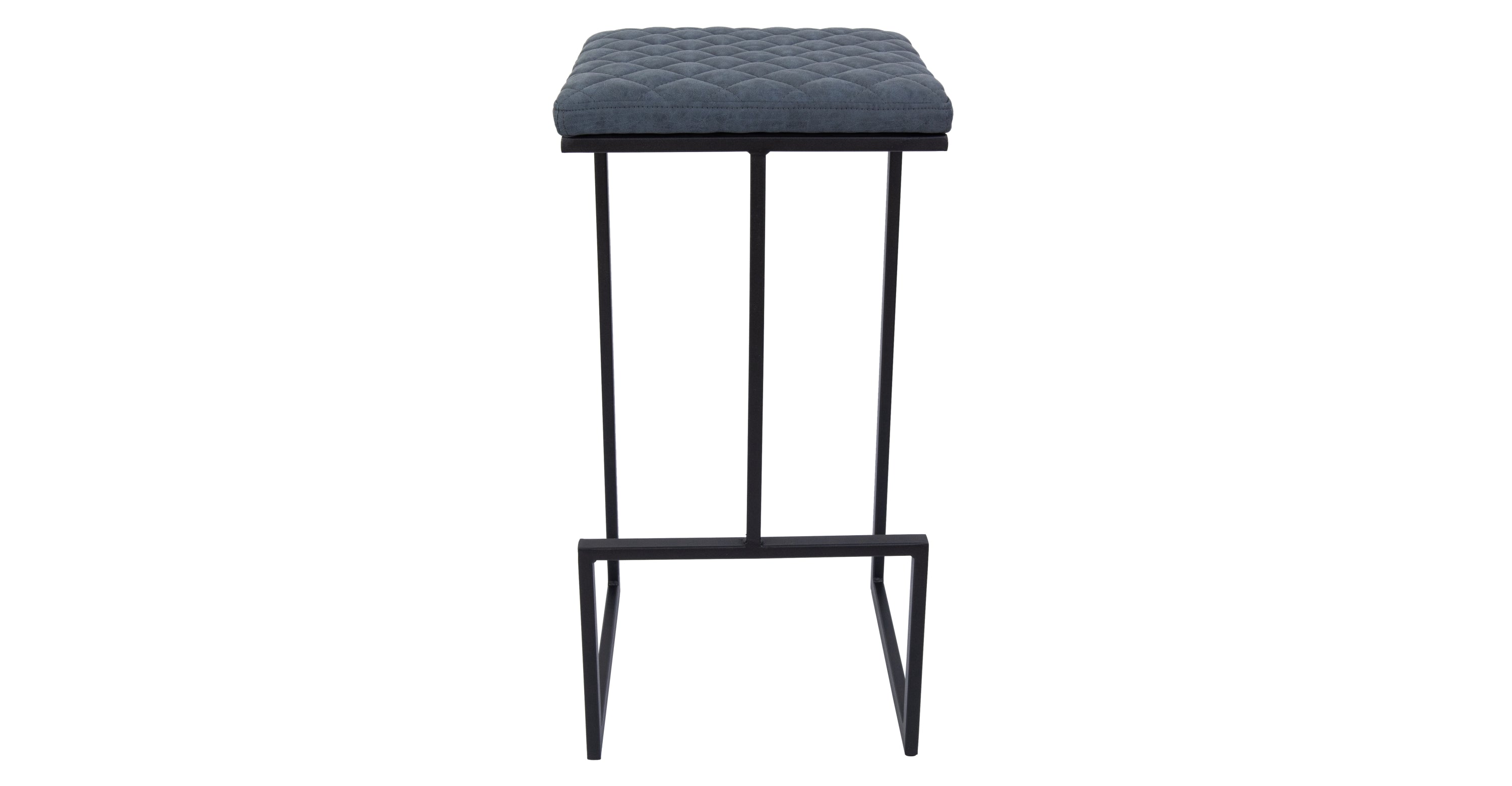 Quincy Quilted Stitched Leather Bar Stools With Metal Frame Peacock Blue