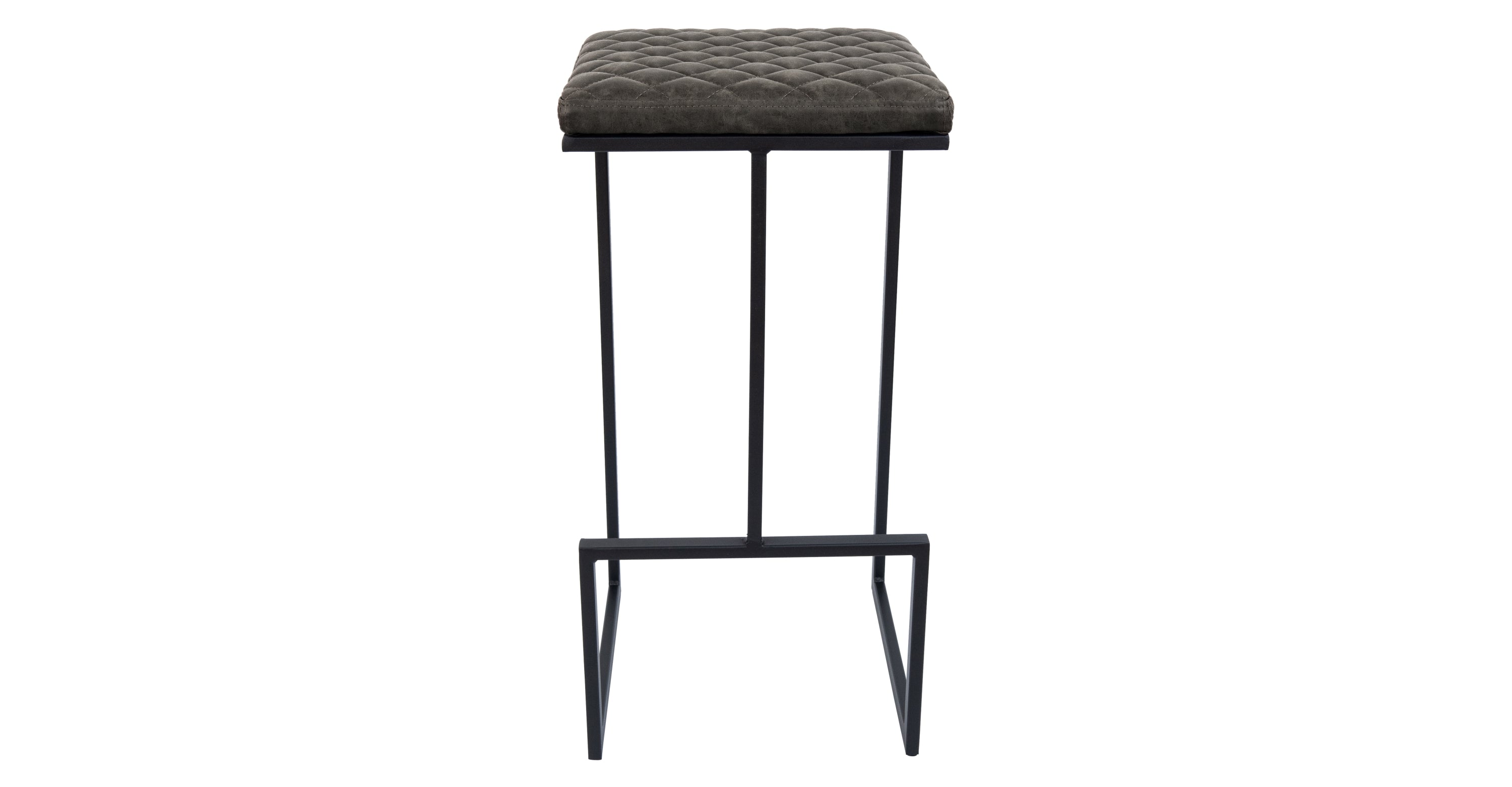 Quincy Quilted Stitched Leather Bar Stools With Metal Frame Grey