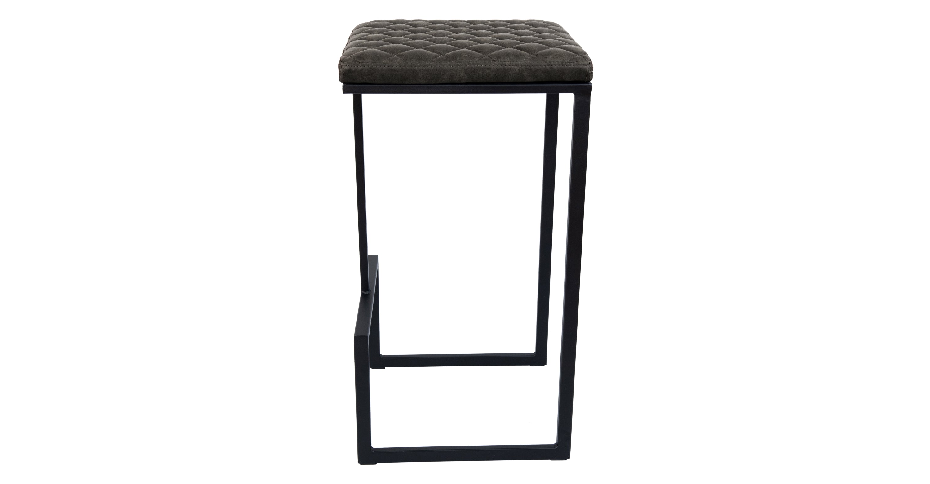 Quincy Quilted Stitched Leather Bar Stools With Metal Frame Grey