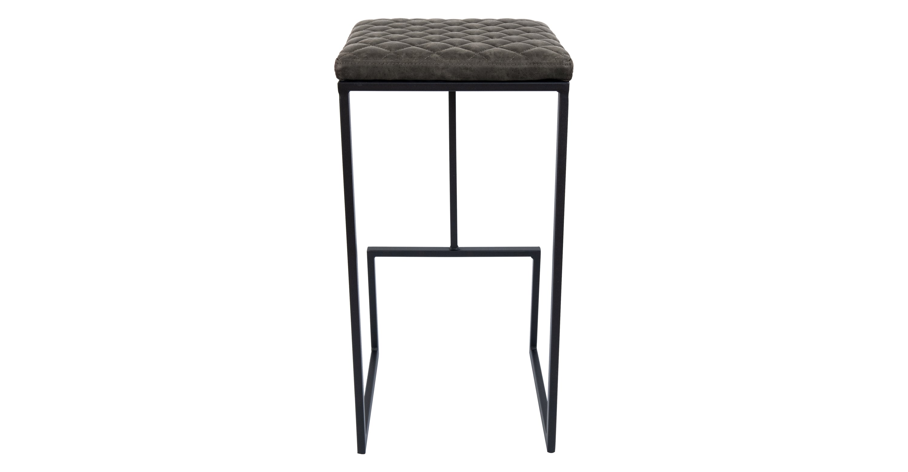 Quincy Quilted Stitched Leather Bar Stools With Metal Frame Grey