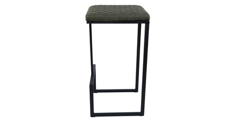 Quincy Quilted Stitched Leather Bar Stools With Metal Frame Olive Green