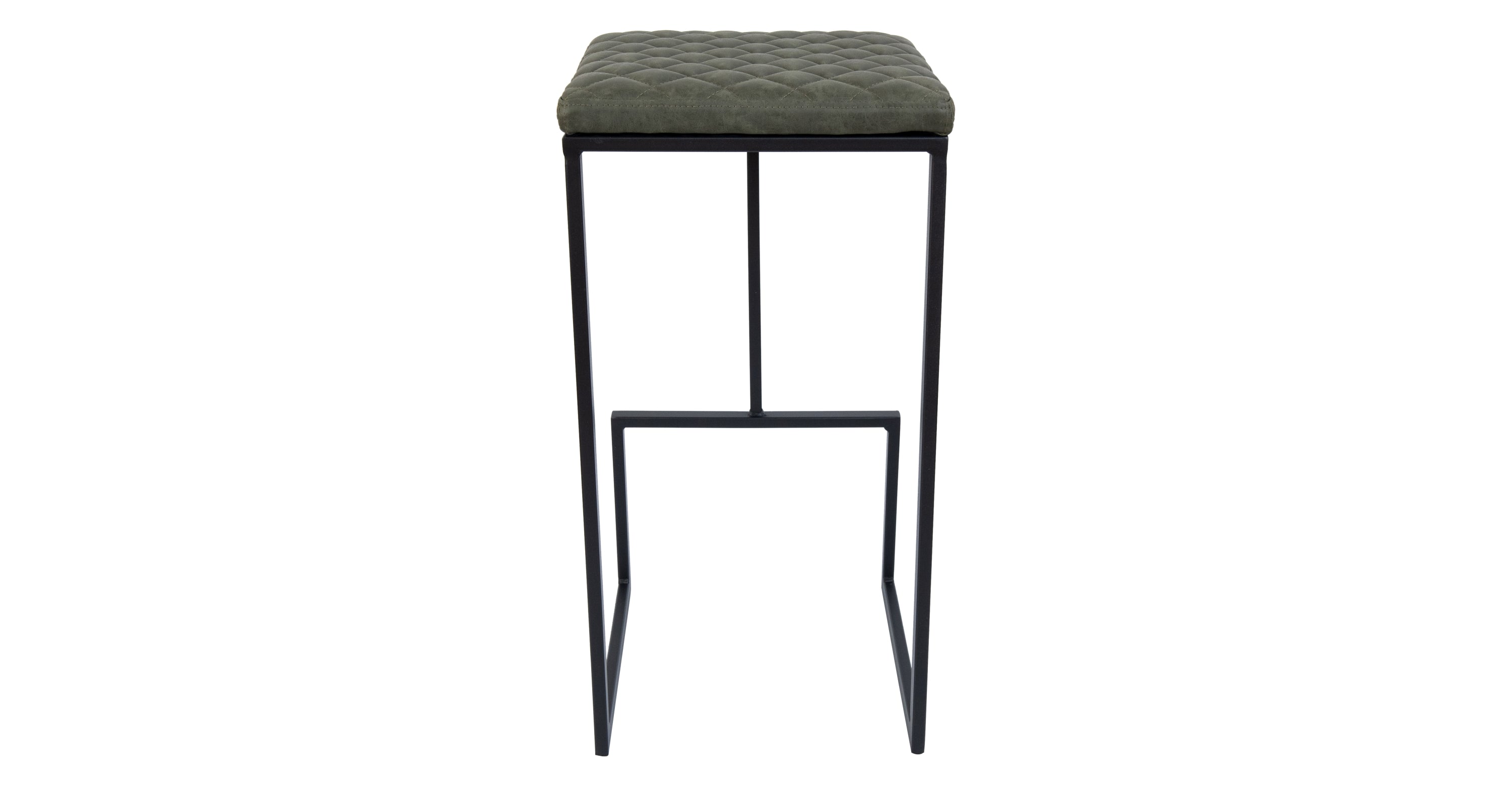 Quincy Quilted Stitched Leather Bar Stools With Metal Frame Olive Green