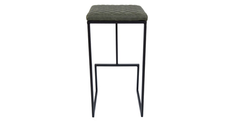 Quincy Quilted Stitched Leather Bar Stools With Metal Frame Olive Green