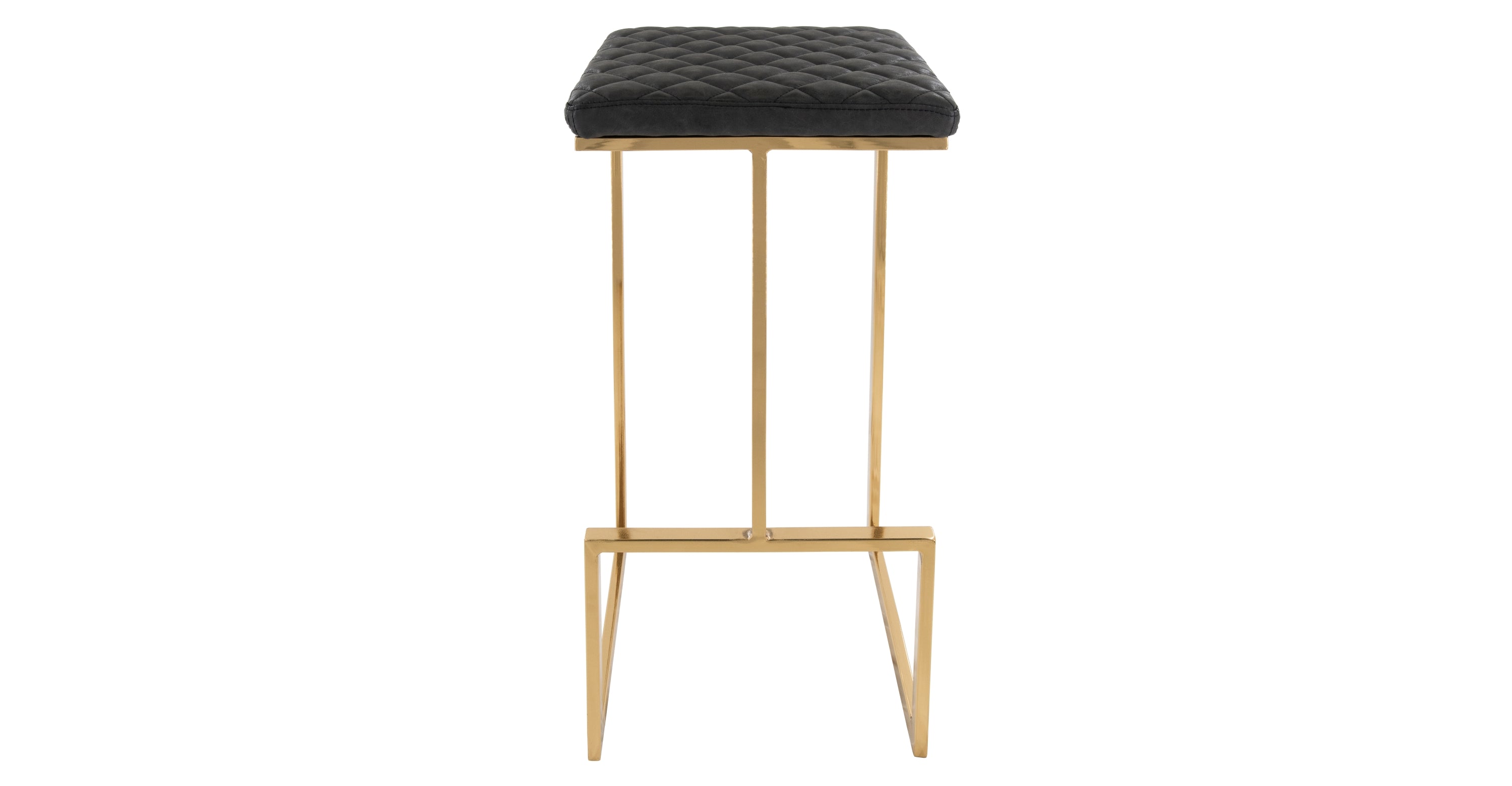 Quincy Quilted Stitched Leather Bar Stools With Gold Metal Frame Charcoal Black