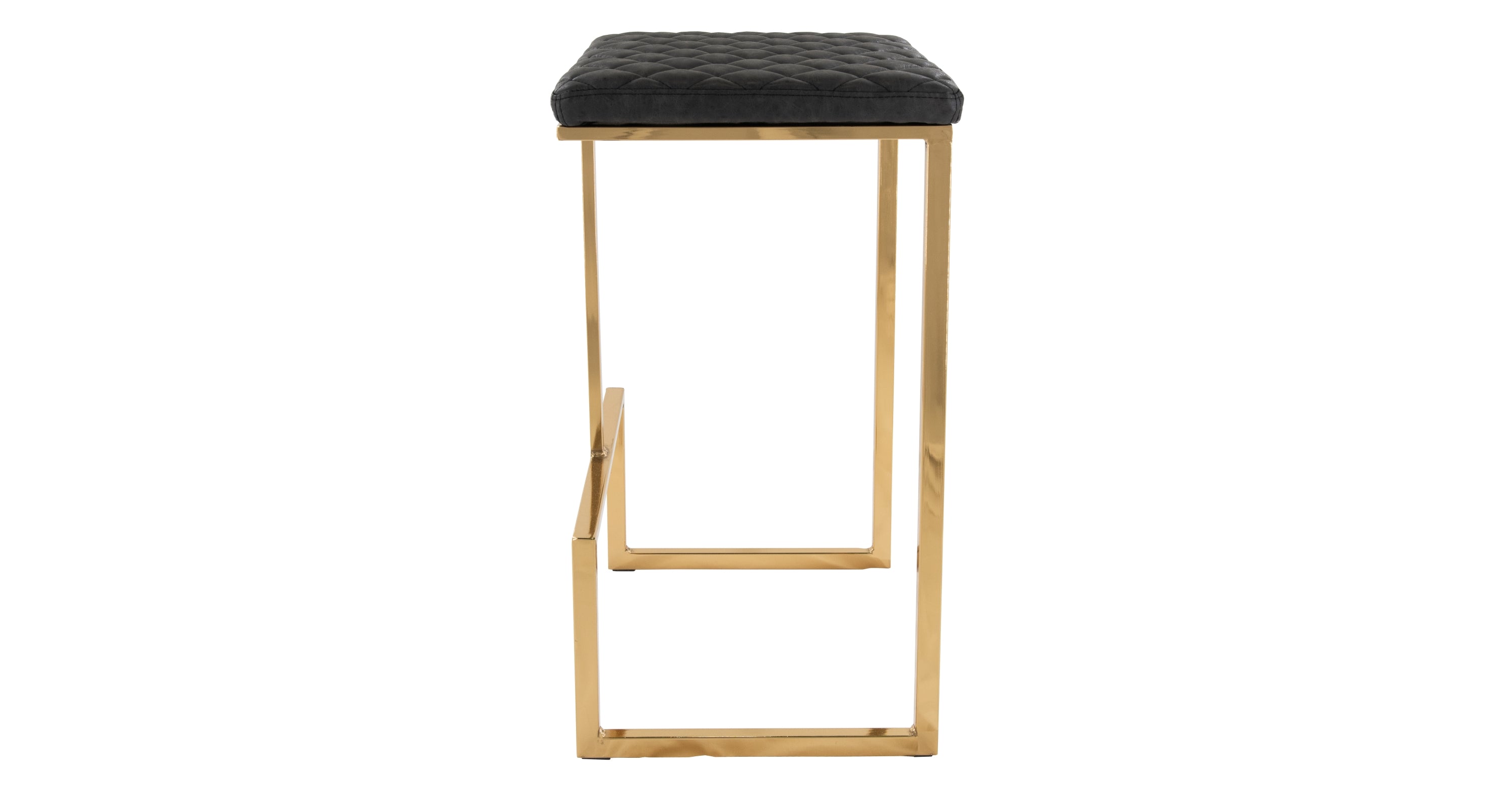 Quincy Quilted Stitched Leather Bar Stools With Gold Metal Frame Charcoal Black