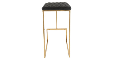 Quincy Quilted Stitched Leather Bar Stools With Gold Metal Frame Charcoal Black