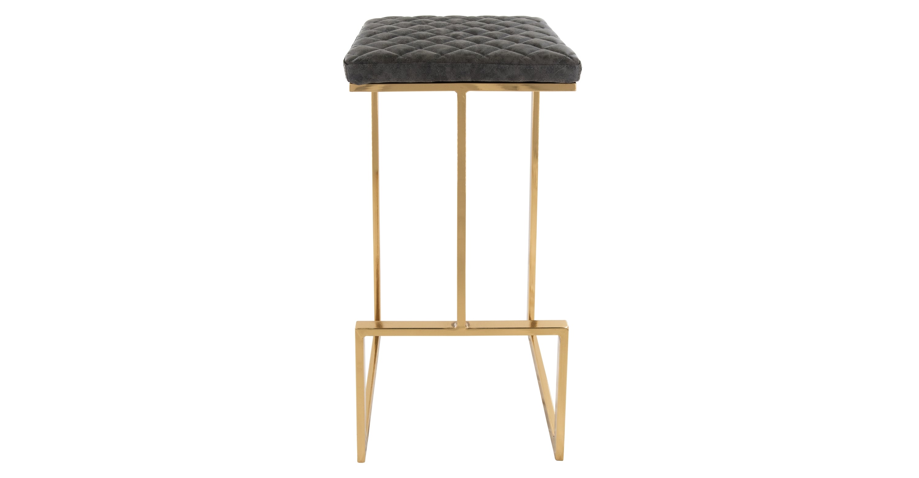 Quincy Quilted Stitched Leather Bar Stools With Gold Metal Frame Grey