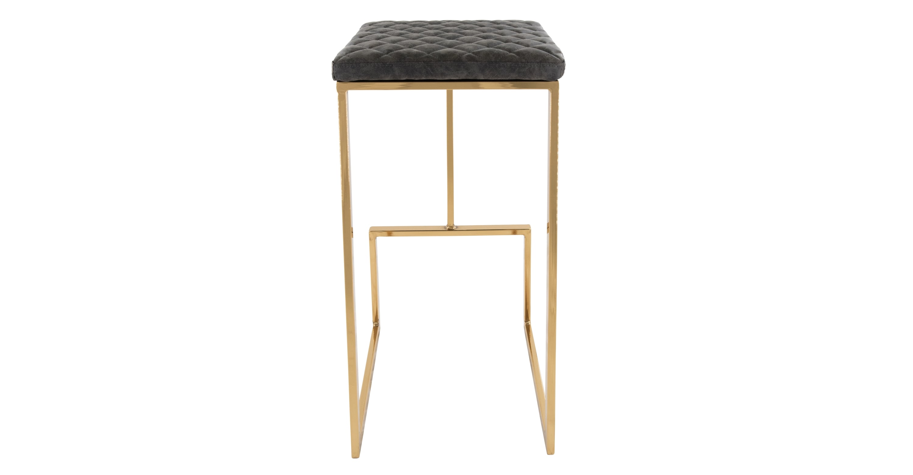 Quincy Quilted Stitched Leather Bar Stools With Gold Metal Frame Grey