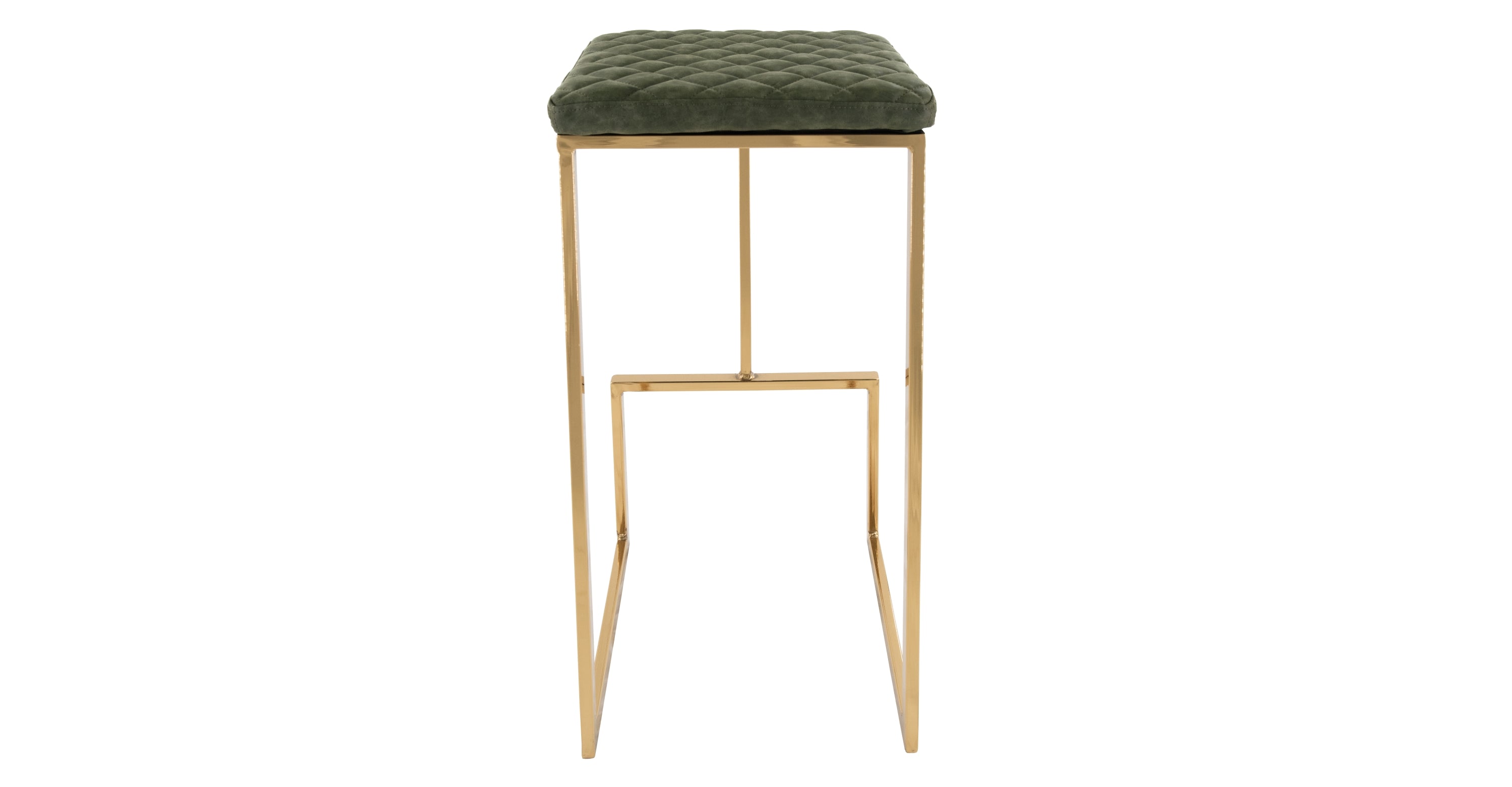 Quincy Quilted Stitched Leather Bar Stools With Gold Metal Frame Olive Green