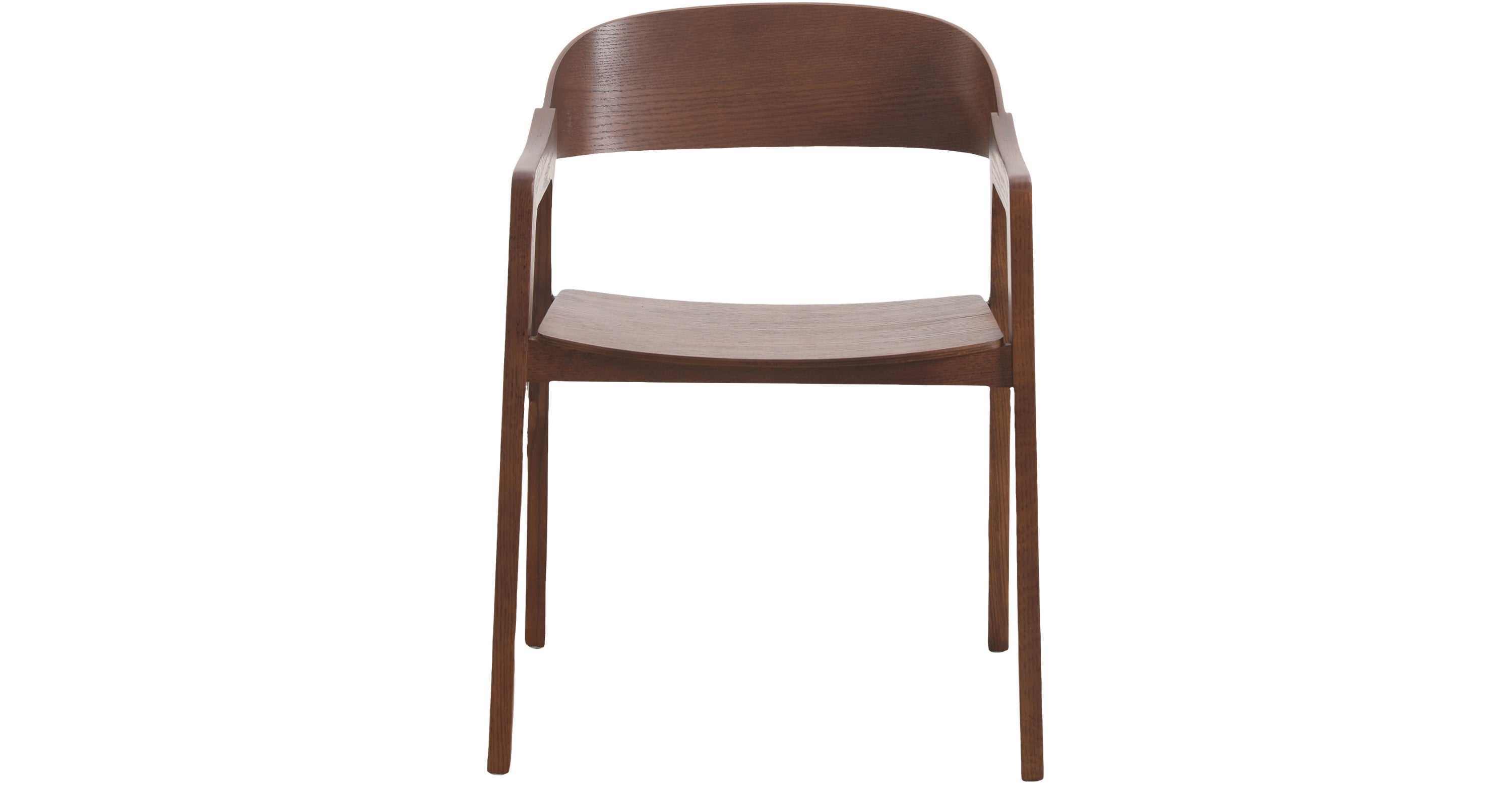 Rivo Dining Chairs in Sturdy Oak Wood with Open Back Design and Armrests Dark Walnut