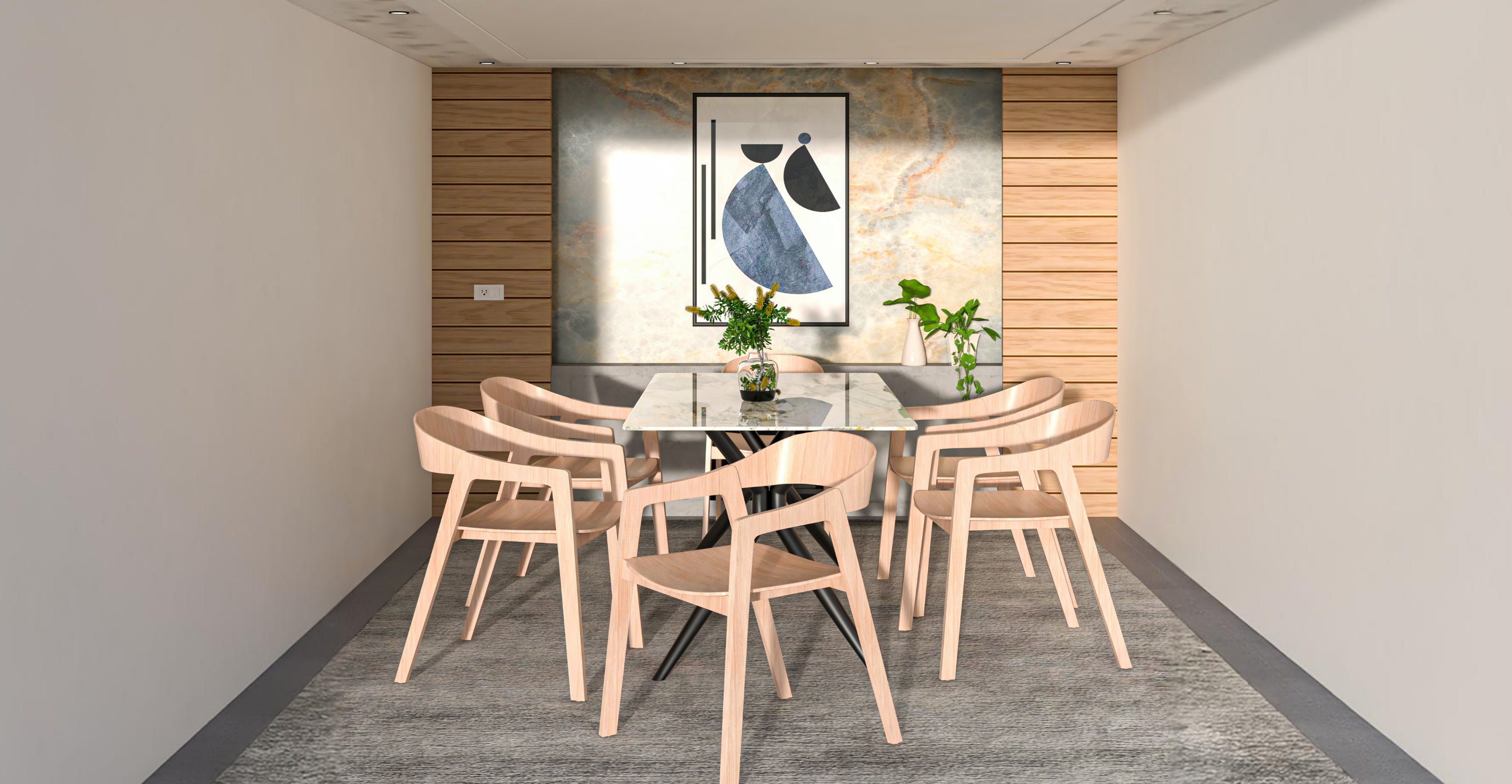 Rivo Dining Chairs in Sturdy Oak Wood with Open Back Design and Armrests Natural