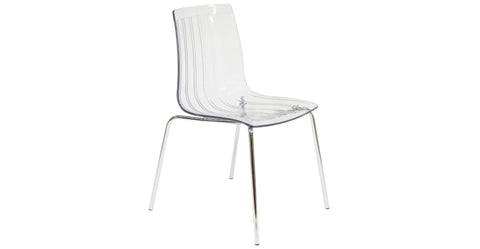 Ralph Modern Pinstripe Design Dining Chair in Chrome Clear